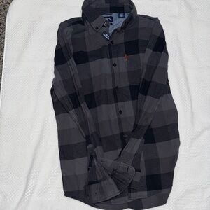 Chaps Black and Gray Checkered Shirt